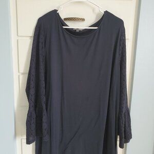 The Limited Blue Pull-Over Blouse with lacey sleeves